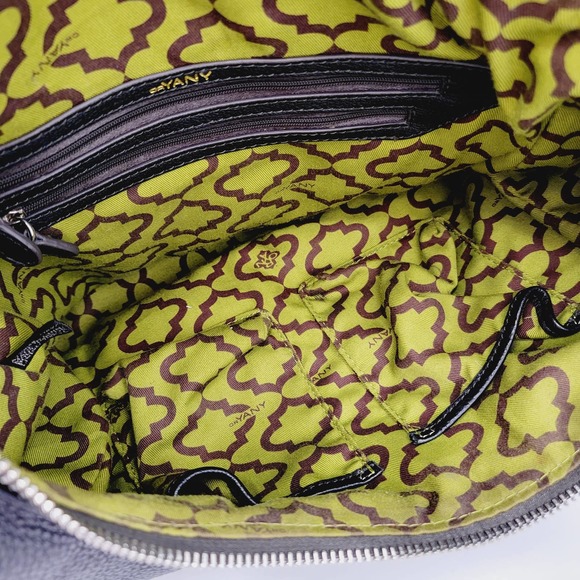 orYANY Black Pebbled Leather Half Moon Zip Hobo Handbag - Picture 10 of 13